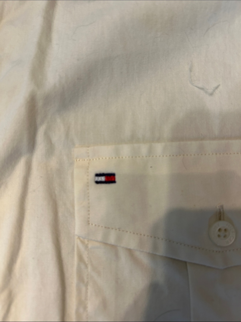 Tommy Hilfiger Men’s Off-White Long-Sleeve Button-Up Shirt - Picture 3 of 10